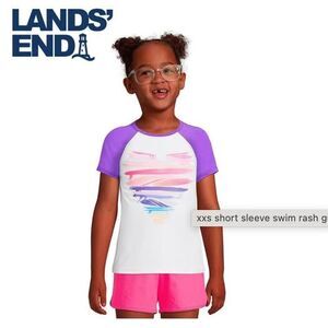 Lands' End Size: XXS(2/3) Short Sleeve Rash Guard, Girl's